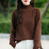 Women's Square Decorative Solid Color Long-sleeved Knitted Sweater